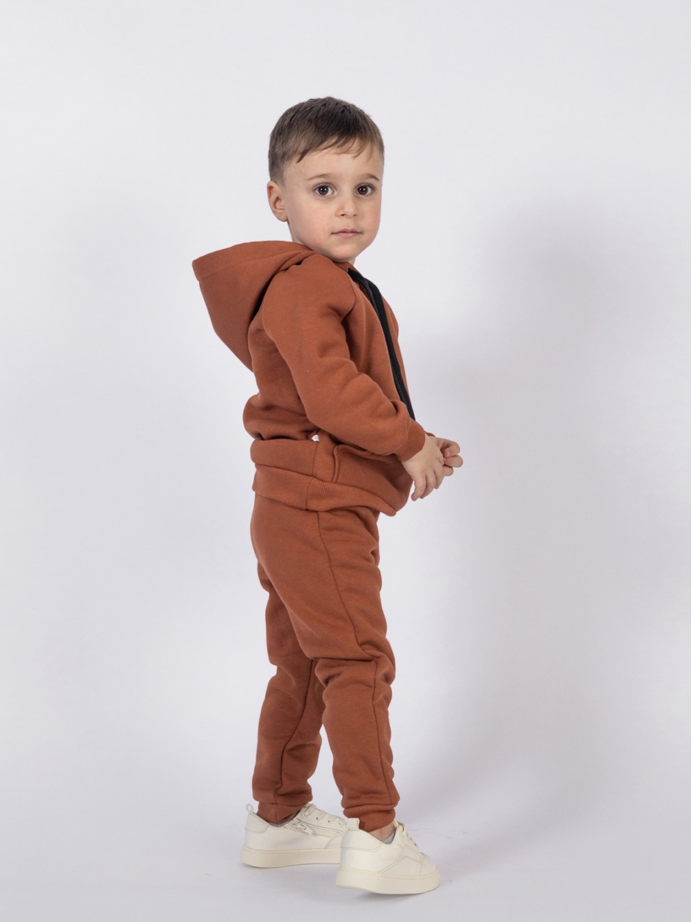 296-ТР. Свитшот с капюшоном  + Штаны, хлопок 65%, 35% ПЭ, 3-х нитка (начес) терракот 122,128,134,140