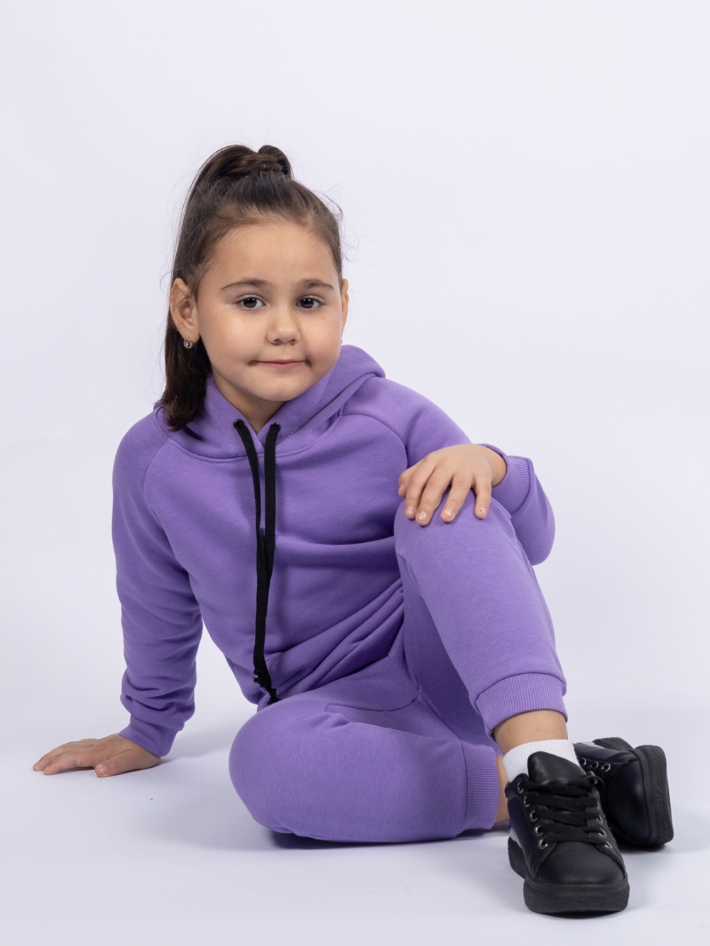 311-Л. Свитшот с капюшоном + Штаны, хлопок 65%, 35% ПЭ, 3-х нитка ( без начеса) лиловый 98,104,110,116